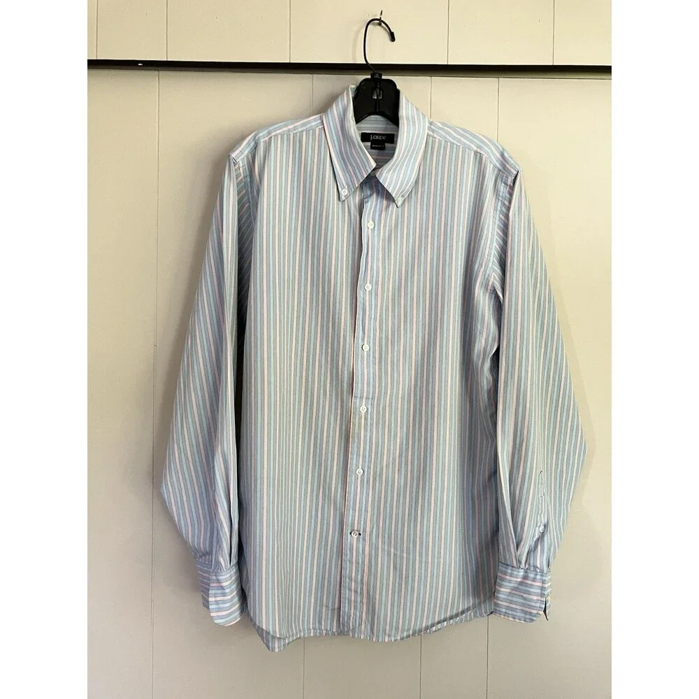 Premium J. Crew Italian Fabric Dress Shirt Men's Medium 15-15.5 Multi-Stripe